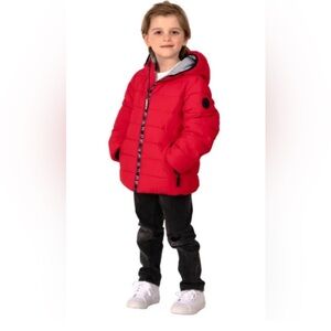 Gerry Weber Red Puffer Jacket with Hood and Quilted Design